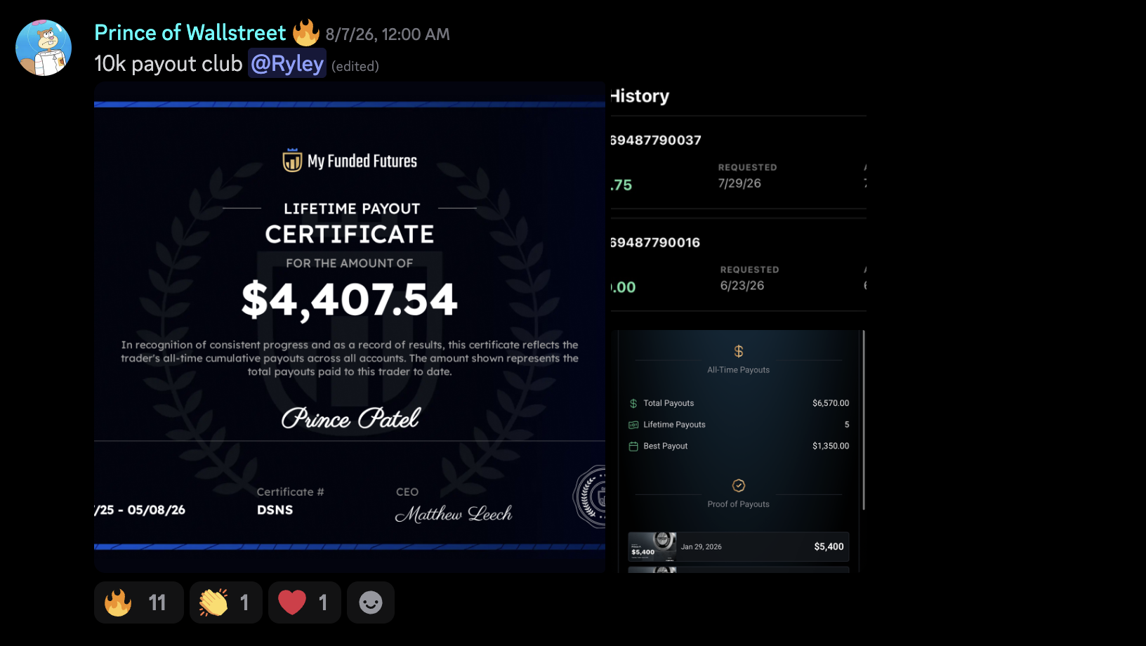 Student payout proof: community member shared payout screenshot 8