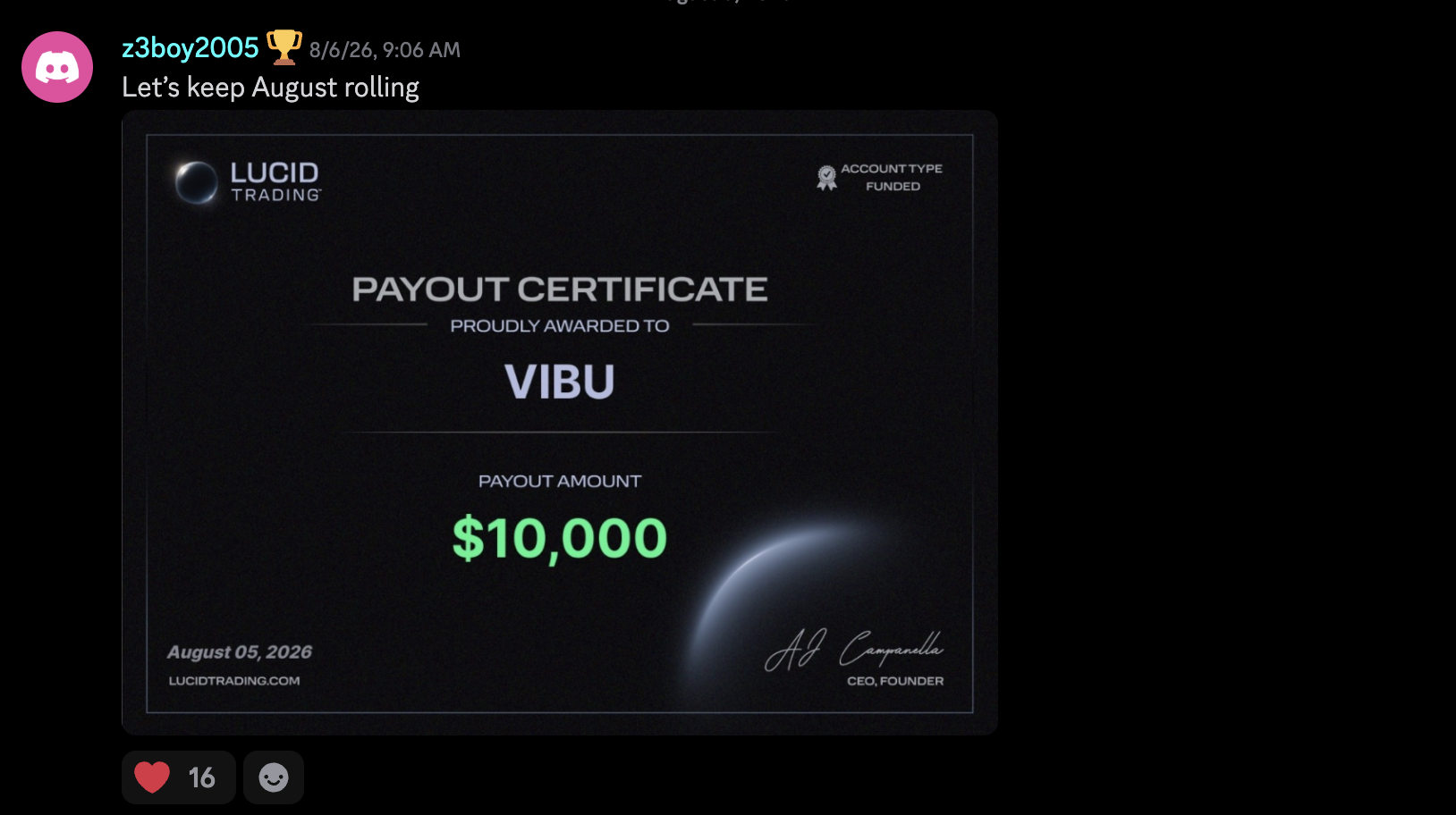 Student payout proof: community member shared payout screenshot 9