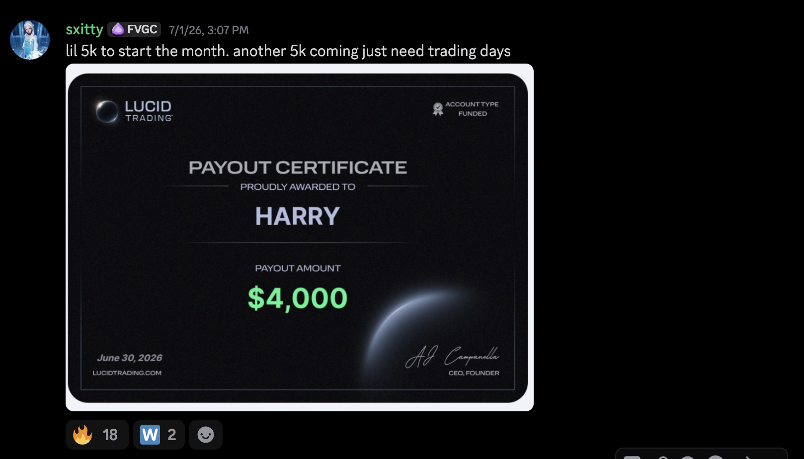 Student payout proof: community member shared payout screenshot 10