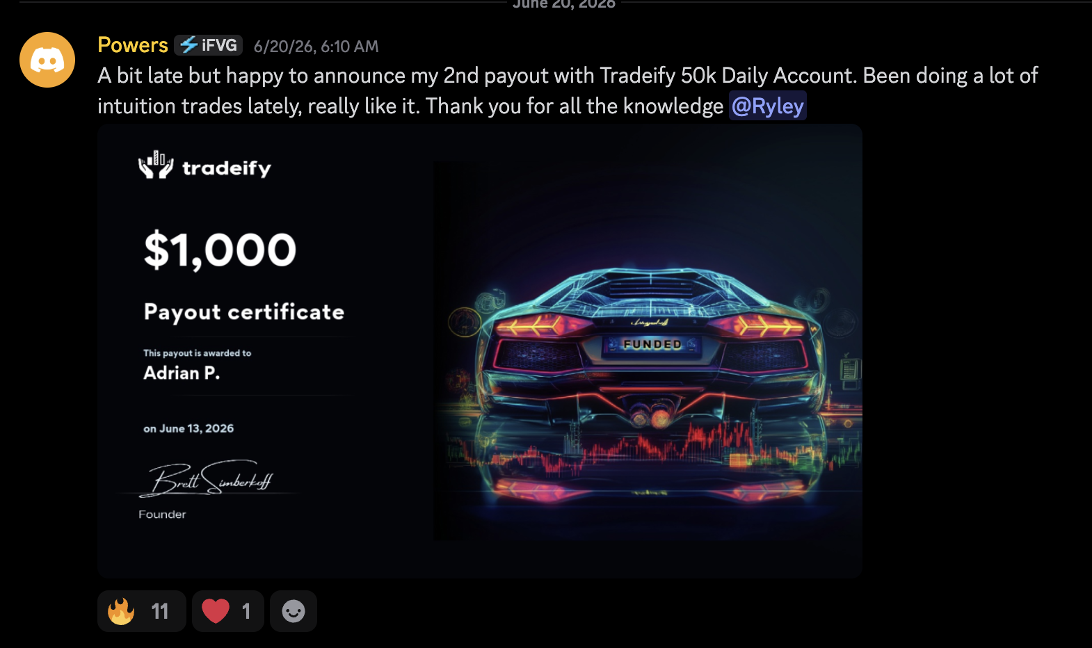 Student payout proof: community member shared payout screenshot 12