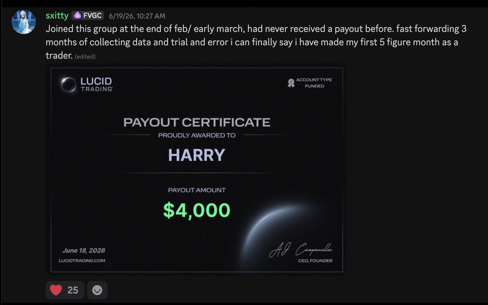 Student payout proof: community member shared payout screenshot 13